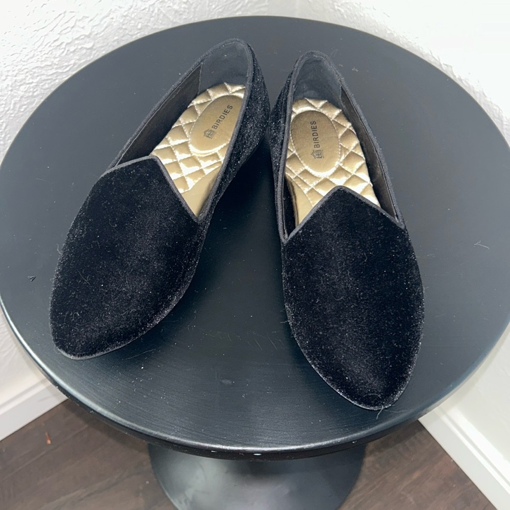 Birdies The Heron Black Velvet Loafers Slip On Shoes Women Size 7